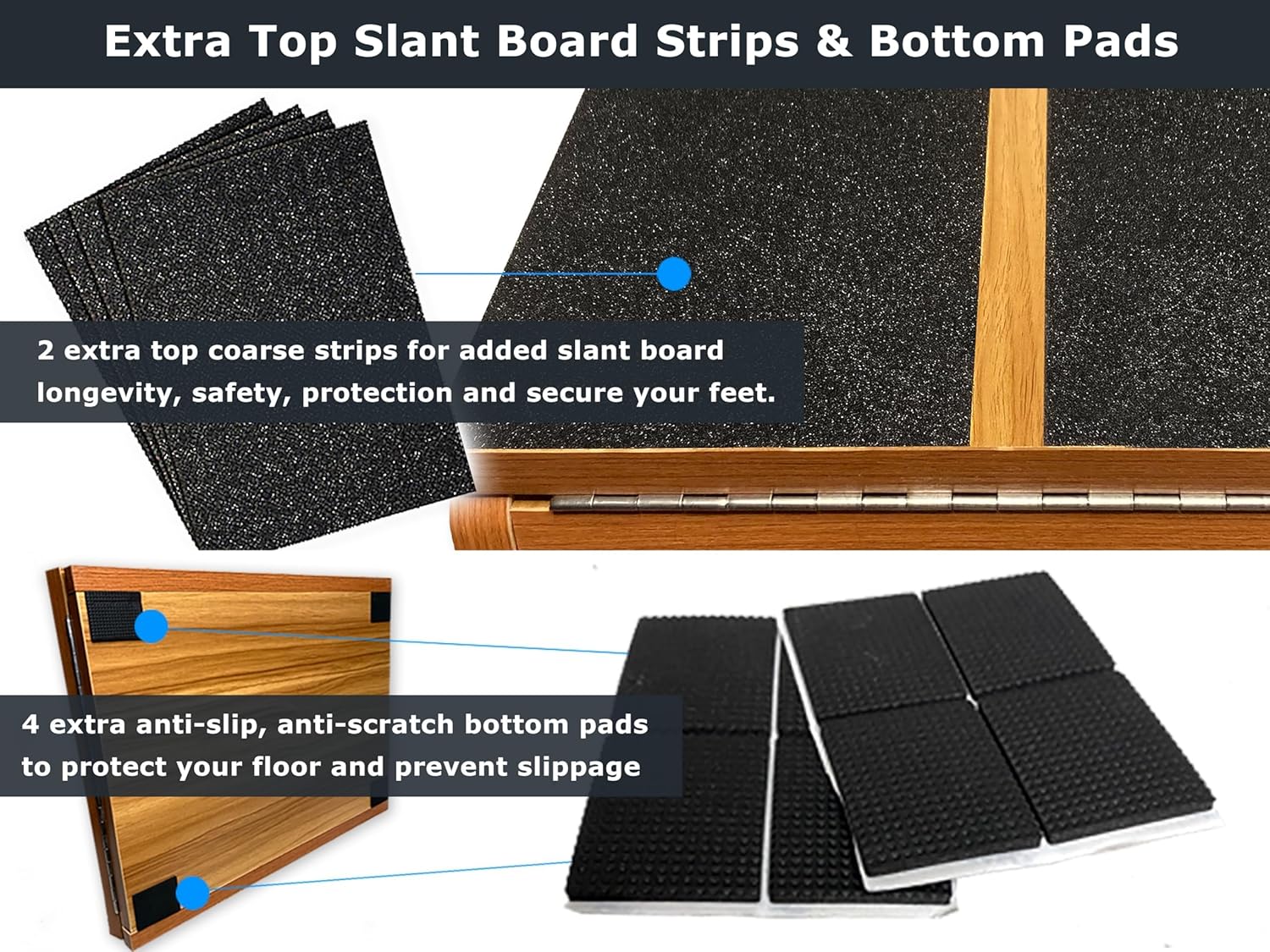 BAM Athletics All-in-One slant boards for exercise and calf stretching | Velour slant board | Extra top surface grip tape for the slant board to extend longevity and lifetime value