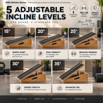BAM Athletica slant boards for exercise | adjustable wooden slant board for calf stretching | Velour slant board velorboard
