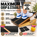 BAM Athletica slant boards for exercise | slant board for calf stretching | Velour slant board velorboard | Slant board grip and stability with extra pads and grip and spikey massage ball for the foot and tight muscles