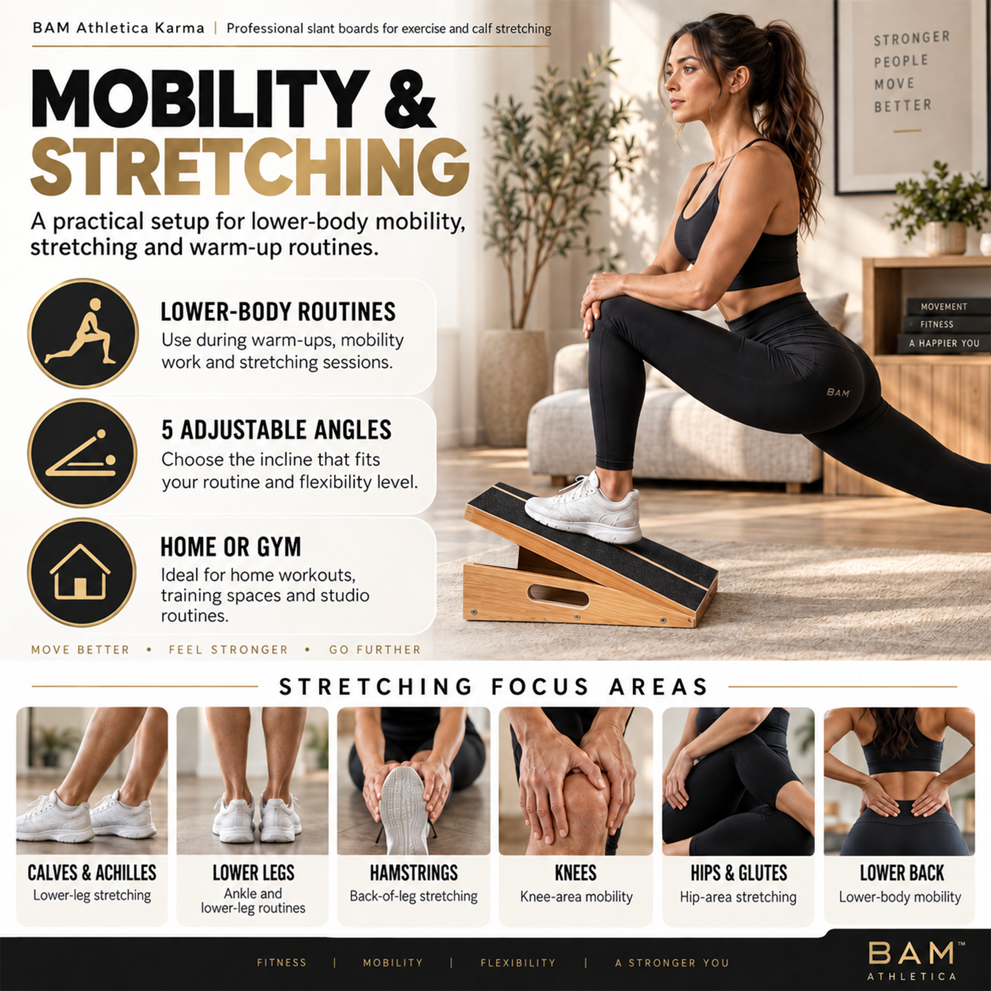 BAM Athletica slant boards for exercise | slant board for calf stretching | Velour slant board velorboard | Slant board for lunges and calf stretches