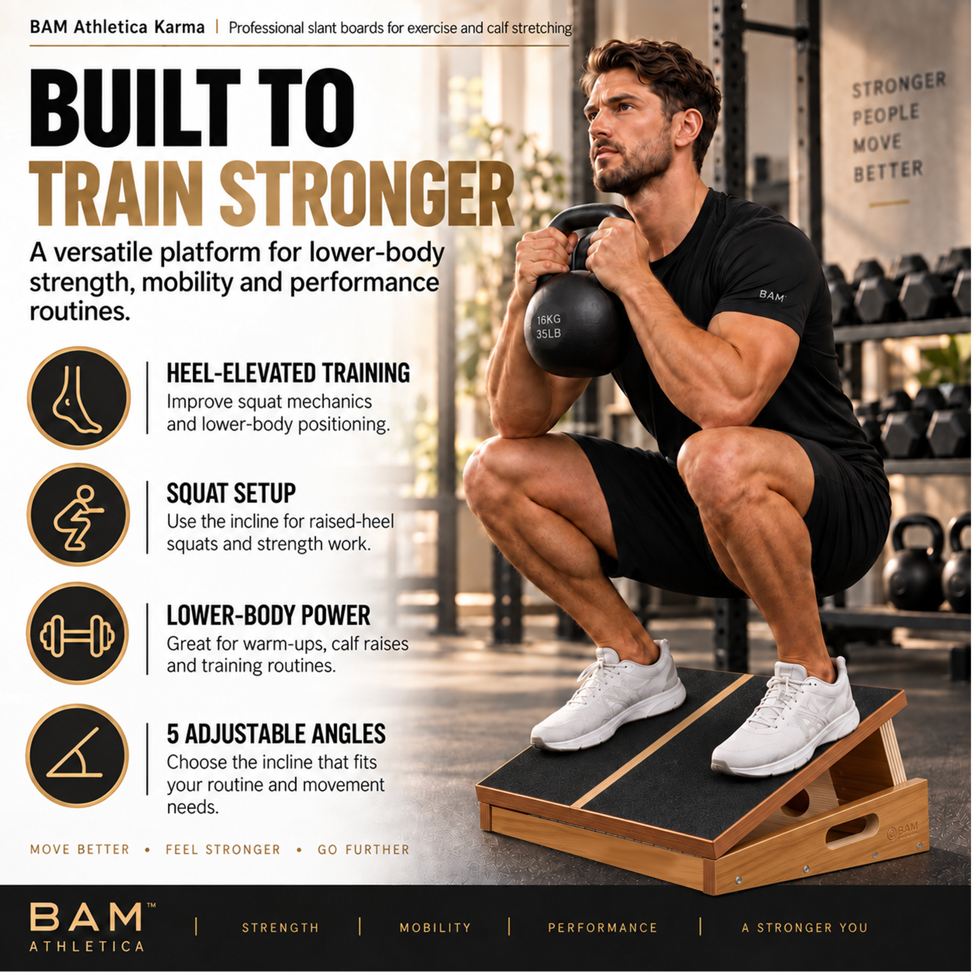 BAM Athletica slant boards for exercise | slant board for calf stretching | Velour slant board velorboard | Slant board for squats