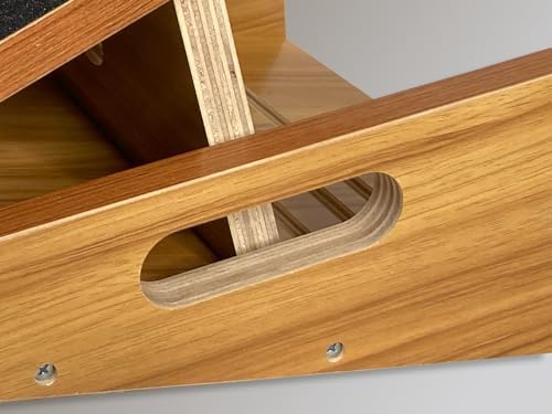 BAM Athletica slant boards for exercise and calf stretching | Velour slant board | Portable wooden slant board with side handles. If using a resistance band, weave the resitance band through the handles to perform upper body resistance exercises on the slant board