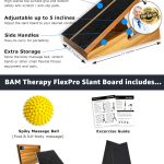 BAM Athletica professional adjustable wooden slant board for physical therapy. Injury rehabilitation and recovery from calf strains, calf cramps, plantar fasciitis pain relief, achilles tendonitis, heel spurs, knee pain and ankle mobility.