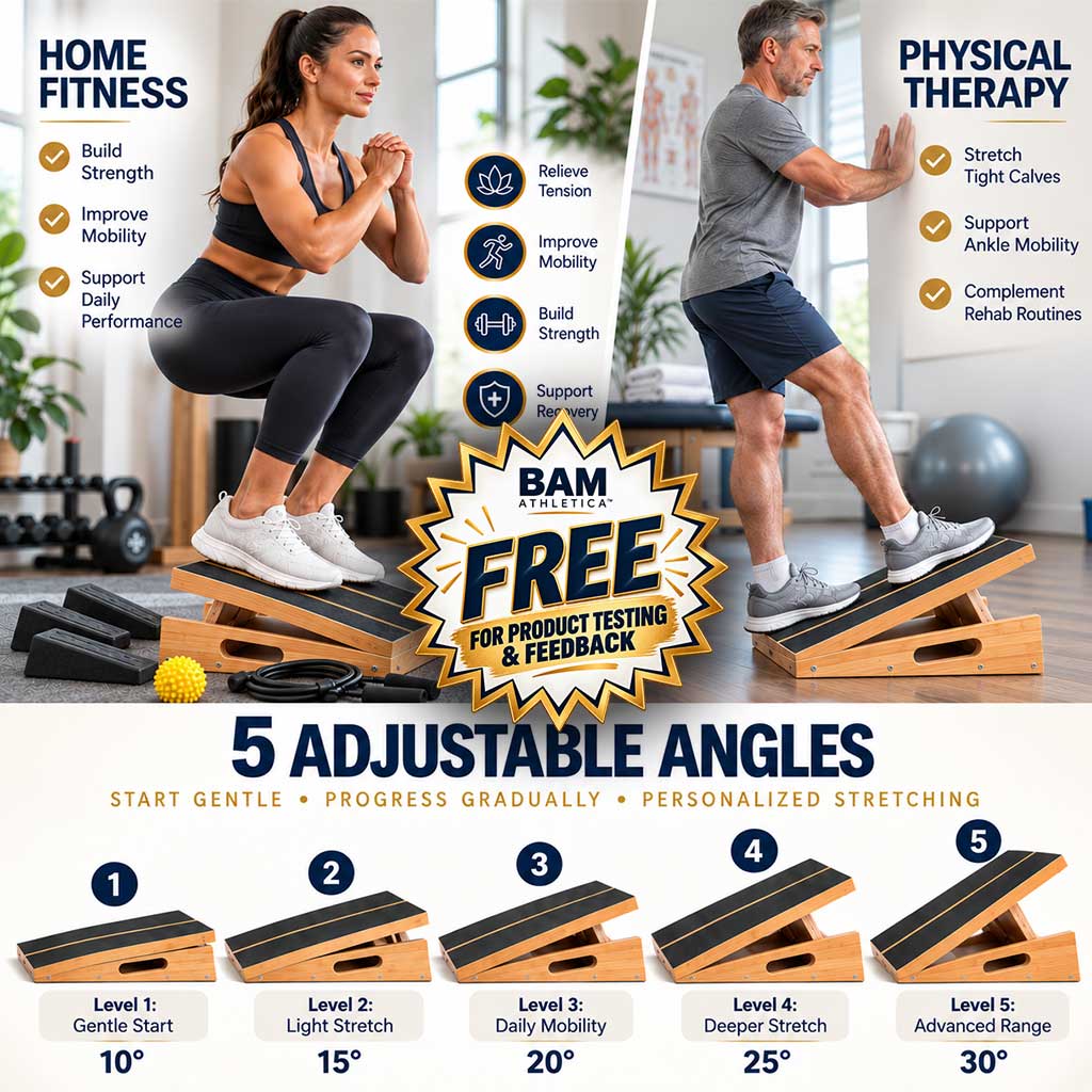 BAM Athletica Slant Board for Exercise | Velour Board & Health Slant Board
